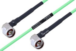 Temperature Conditioned N Male Right Angle to N Male Right Angle Low Loss Cable Using PE-P160LL Coax
