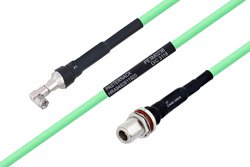 PE3M0236 - Temperature Conditioned SMA Male Right Angle to N Female Bulkhead Low Loss Cable Using PE-P300LL Coax