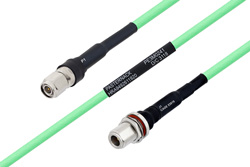PE3M0241 - Temperature Conditioned TNC Male to N Female Bulkhead Low Loss Cable Using PE-P300LL Coax