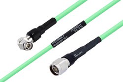 PE3M0244 - Temperature Conditioned TNC Male Right Angle to N Male Low Loss Cable Using PE-P300LL Coax