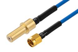 PE3M0273 - MIL Size 8 D38999 Contact Pin to SMA Male Cable Using PE-P086 Coax with HeatShrink, LF Solder