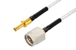 PE3M0275 - SMPM Size 12 D38999 Contact Pin to SMA Male Cable Using PE-SR047FL Coax with HeatShrink, LF Solder