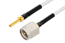 PE3M0279 - SMPS Size 16 D38999 Contact Pin to SMA Male Cable Using PE-SR047FL Coax with HeatShrink, LF Solder