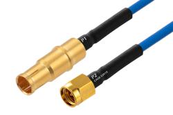 PE3M0301 - MIL Size 8 D38999 Contact Socket to SMA Male Cable Using PE-P086 Coax with HeatShrink, LF Solder