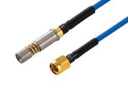 PE3M0306 - SMPM Size 12 D38999 Contact Socket to SMA Male Cable Using PE-P086 Coax with HeatShrink, LF Solder