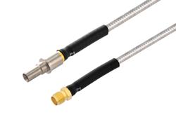 PE3M0318 - BMZ Size 8 D38999 Contact Pin to SMA Female Cable Using PE-141FL-NM Coax with HeatShrink, LF Solder