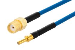 PE3M0323 - MIL Size 12 D38999 Contact Pin to SMA Female Cable Using PE-P086 Coax with HeatShrink, LF Solder