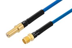 PE3M0326 - MIL Size 8 D38999 Contact Pin to SMA Female Cable Using PE-P141 Coax with HeatShrink, LF Solder