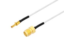 PE3M0330 - SMPM Size 12 D38999 Contact Pin to SMA Female Cable Using PE-SR047FL Coax with HeatShrink, LF Solder