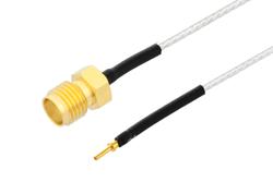 PE3M0334 - SMPS Size 16 D38999 Contact Pin to SMA Female Cable Using PE-SR047FL Coax with HeatShrink, LF Solder