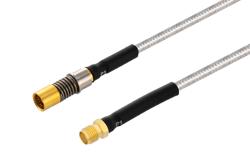 PE3M0341 - BMB Size 8 D38999 Contact Socket to SMA Female Cable Using PE-141FL-NM Coax with HeatShrink, LF Solder