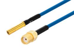 PE3M0350 - MIL Size 12 D38999 Contact Socket to SMA Female Cable Using PE-P086 Coax with HeatShrink, LF Solder