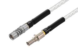 PE3M0428 - BMZ Size 8 D38999 Contact Pin to BMZ Size 8 D38999 Contact Socket Cable Using PE-141FL-NM Coax with Heat Shrink, LF Solder
