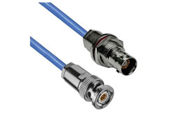 PE3MP2268 - 78 Ohm TRB 3-Slot Solder/Clamp Plug to 3-Lug Solder/Clamp Non-Insulated Bulkhead Jack  for PE-30-02001 Twinax (.242 O.D.) Cable