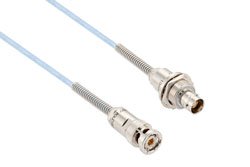 PE3MSA00444 - Lead Free Bend Relief 3-Slot TRB Plug to Bend Relief 3-Lug TRB Bulkhead Non-Insulated Jack for 78 Ohm M17/176-00002 Cable
