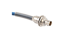 PE3MSA00557 - Lead Free Bend Relief 3-Lug TRB Bulkhead Insulated Jack with Blunt Cut for 78 Ohm PE-30-02001 Cable