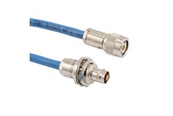 PE3MSA00564 - Lead Free Threaded TRB Plug to 3-Lug TRB Bulkhead Insulated Jack for 78 Ohm PE-30-02001 Cable