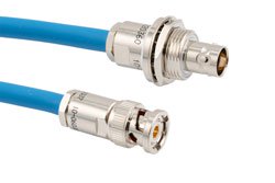 PE3MSA00579 - ROHS LSZH 78 Ohm TRB 3-Slot Solder/Clamp Plug to 3-Lug Solder/Clamp Insulated Bulkhead Jack for TWCH-78-2 Twinax MIL-STD-1553 Cable