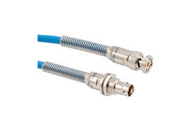 PE3MSA00583 - Lead Free LSZH Bend Relief 3-Slot TRB Plug to Bend Relief 3-Lug TRB Non Insulated Bulkhead Jack for 78 Ohm TWCH-78-2 Cable