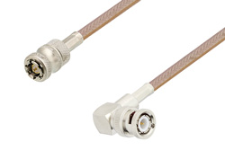 PE3W00014 - QD SMA Male to BNC Male Right Angle Cable Using RG400 Coax