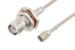 PE3W00019 - Reverse Polarity SMA Male to Reverse Polarity TNC Female Bulkhead Cable Using RG316 Coax