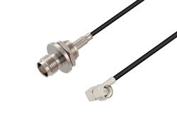 PE3W00112 - SMA Male Right Angle to TNC Female Bulkhead Low Loss Cable Using LMR-100 Coax