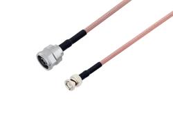 PE3W00140LF/HS - N Male to BNC Male Cable Using RG142 Coax with HeatShrink, LF Solder