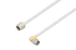 PE3W00167 - SMA Male to SMA Male Right Angle Cable Using PE-SR402FL Coax