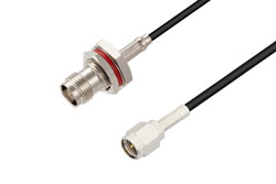 PE3W00222 - SMA Male to TNC Female Bulkhead Low Loss Cable Using LMR-100 Coax