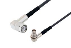 PE3W00390/SP1 - TNC Male Right Angle to TNC Female Right Angle Bulkhead Low Loss Cable Using LMR-200 Coax with HeatShrink and 90 Deg. Clock