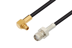 PE3W00435 - SMA Female to MMCX Plug Right Angle Cable Using LMR-100 Coax