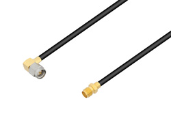 PE3W00450 - SMA Male Right Angle to SMA Female Cable Using PE-SR402FLJ Coax