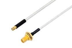 PE3W00474/HS - SMP Female to SMA Female Bulkhead Cable Using PE-SR405FL Coax with HeatShrink