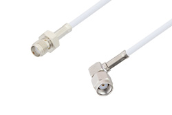 PE3W00665 - SMA Female to Reverse Polarity SMA Male Right Angle Cable Using RG188 Coax