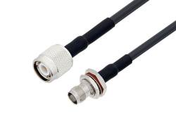 PE3W00780/HS - TNC Male to TNC Female Bulkhead Low Loss Cable Using LMR-195 Coax with HeatShrink
