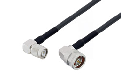 PE3W00815/HS - N Male Right Angle to TNC Male Right Angle Cable Using LMR-240 Coax with HeatShrink