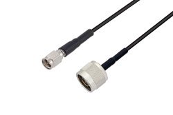 PE3W00870/HS - N Male to SMA Male Low Loss Cable Using LMR-100 Coax with HeatShrink