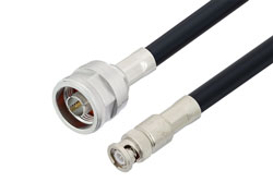 PE3W00904LF - BNC Male to N Male Low Loss Cable Using LMR-400 Coax , LF Solder