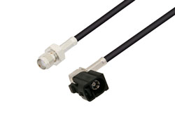 PE3W00917 - SMA Female to Black FAKRA Jack Right Angle Cable Using RG174 Coax