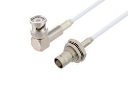 PE3W00922 - BNC Male Right Angle to BNC Female Bulkhead Cable Using RG188-DS Coax