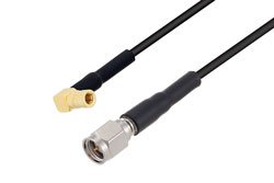 PE3W01171 - SSMB Plug Right Angle to SMA Male Low Loss Cable Using LMR-100 Coax