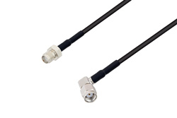 PE3W01349 - SMA Female to Reverse Polarity SMA Male Right Angle Cable Using RG174 Coax