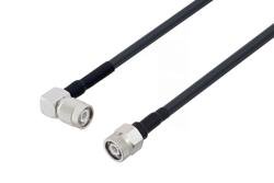 PE3W01361/HS - TNC Male Right Angle to TNC Male Low Loss Cable Using LMR-240 Coax with HeatShrink