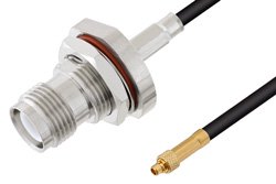 PE3W01379 - Reverse Polarity TNC Female Bulkhead to MMCX Plug Cable Using LMR-100 Coax