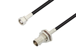 PE3W01397 - 75 Ohm SMC Plug to 75 Ohm BNC Female Bulkhead Cable Using 75 Ohm PE-B150 Coax