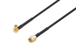 PE3W01408/HS - SMA Male Right Angle to SMA Male Low Loss Cable Using PE-C200 Coax with HeatShrink