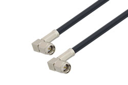 PE3W01461 - Fire Rated SMA Male Right Angle to SMA Male Right Angle Low Loss Cable Using LMR-195-FR Coax