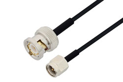 PE3W01472 - BNC Male to SMA Male Cable Using PE-SR405FLJ Coax