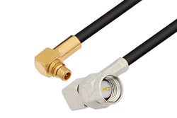 PE3W01768/SP - SMA Male Right Angle to MMCX Plug Right Angle Low Loss Cable Using PE-C100-LSZH Coax with 270 Deg. Clock