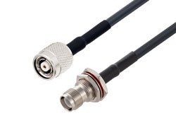 PE3W01939/HS - Fire Rated Reverse Polarity TNC Jack Bulkhead to Reverse Polarity TNC Plug Low Loss Cable Using LMR-195-FR Coax, HeatShrink